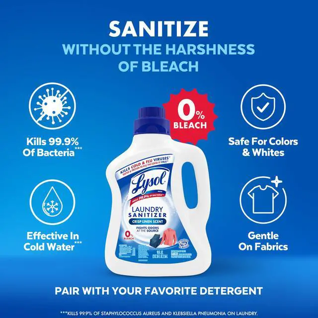 Alt view image 2 of 6 - Lysol Laundry Sanitizer Additive, Crisp Linen, 90oz