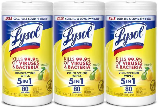 Main image of Lysol Disinfecting Wipes Multi-Surface Cleaner, Lemon, 80ct (3-Pack)