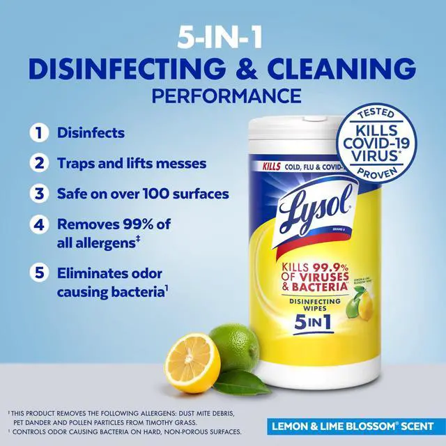 Alt view image 6 of 6 - Lysol Disinfecting Wipes Multi-Surface Cleaner, Lemon, 80ct (3-Pack)