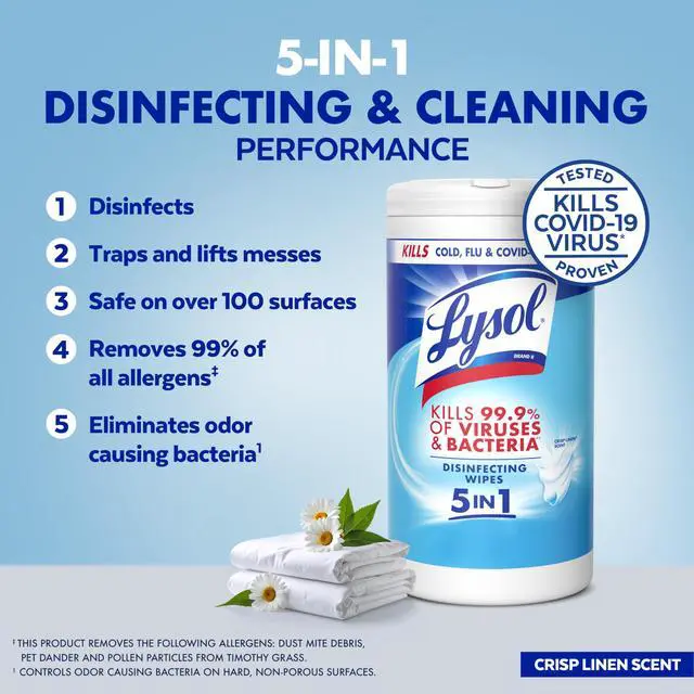 Alt view image 5 of 6 - Lysol Disinfecting Wipes, Multi-Surface Cleaner, Crisp Linen, 80 Ct