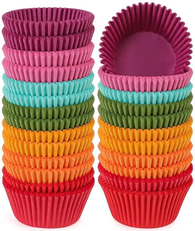 Main image of Caperci Rainbow Standard Cupcake Liners Bright Colorful Muffin Baking Cups 350 Count, Unflavored, Upgraded, Food-Grade Greaseproof Paper