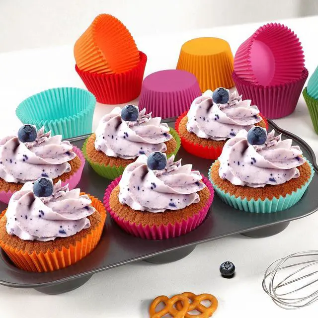 Alt view image 5 of 7 - Caperci Rainbow Standard Cupcake Liners Bright Colorful Muffin Baking Cups 350 Count, Unflavored, Upgraded, Food-Grade Greaseproof Paper
