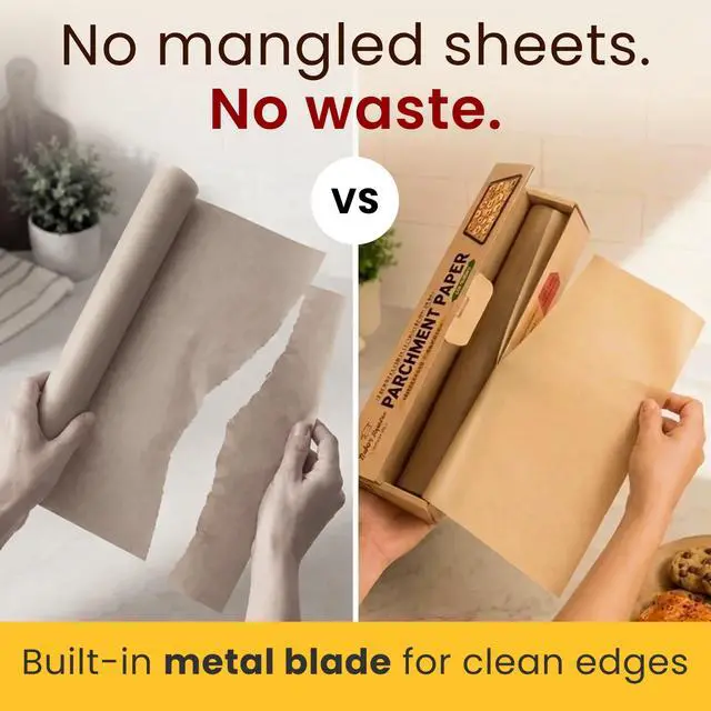 Alt view image 2 of 6 - Baker's Signature Unbleached Parchment Paper Roll With Cutter, 15 Inches x 64 Meters