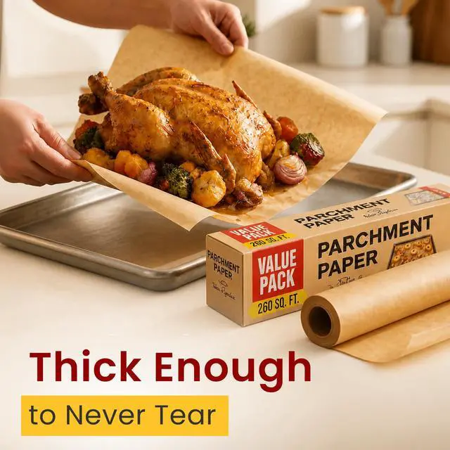 Alt view image 4 of 6 - Baker's Signature Unbleached Parchment Paper Roll With Cutter, 15 Inches x 64 Meters