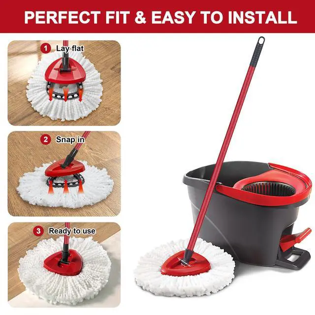 Alt view image 6 of 6 - O-Ceda Easy Wrin Spin System Mop Head Replacement, 4 Pack, Microfiber Refill