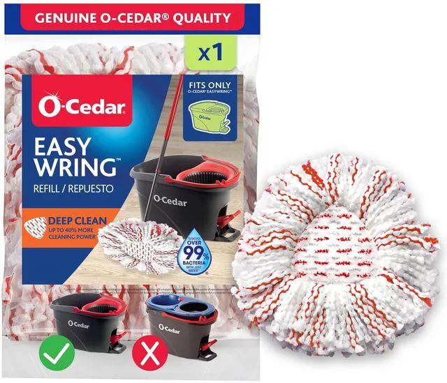 Main image of O-Cedar EasyWring Deep Clean Refill (1 Pack) - Microfiber Mop Refill Compatible with O-Cedar EasyWring Spin Mop and Bucket System