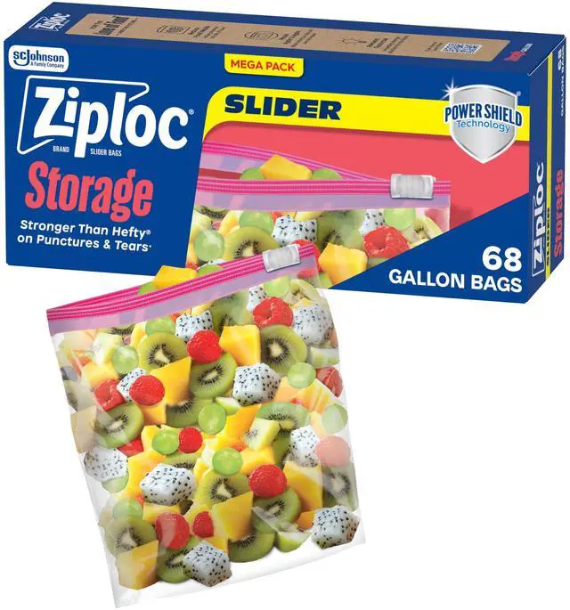 Main image of Ziploc Gallon Food Storage Slider Bags, 68 Count