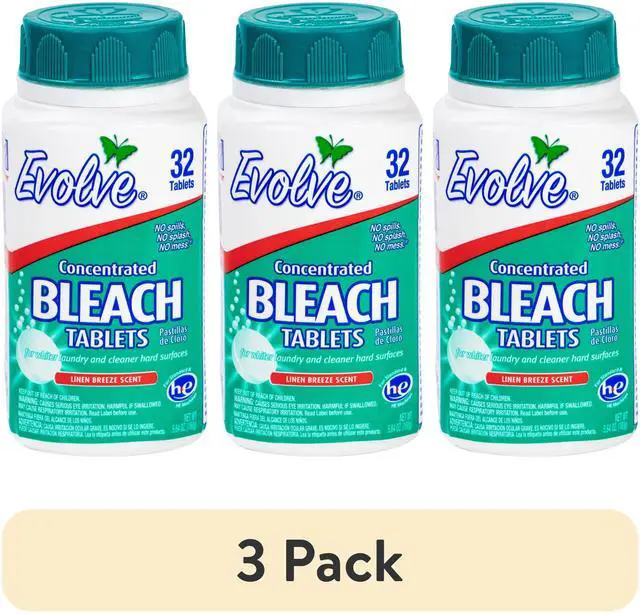 Main image of Evolve Concentrated Bleach Tablets, Linen Breeze Scent, 5.64 oz, 32 Count (3 Pack)