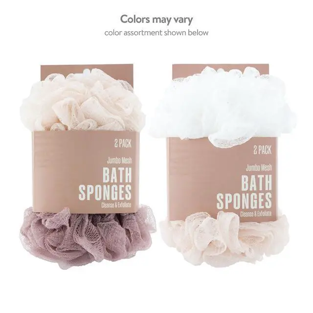 Alt view image 5 of 5 - Jumbo Mesh Bath Sponges, 2 Count, Color May Vary