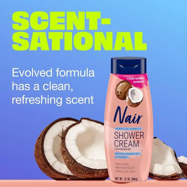 Alt view image 2 of 4 - Nair Sensitive Formula Shower Cream, Hair Removal Cream with Coconut Oil, 12 Oz