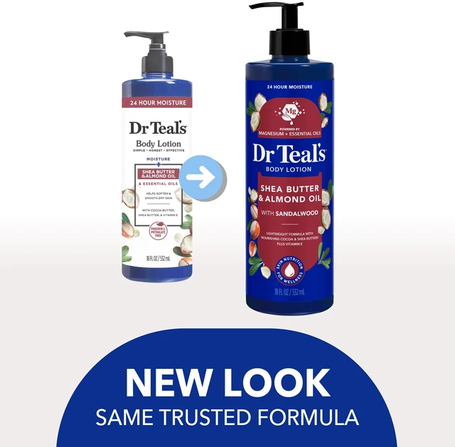 Alt view image 6 of 6 - Dr Teal's Shea Butter & Almond Oil Body Lotion, Hydrating with Sandalwood, 24 Hour Moisture, 18 fl oz