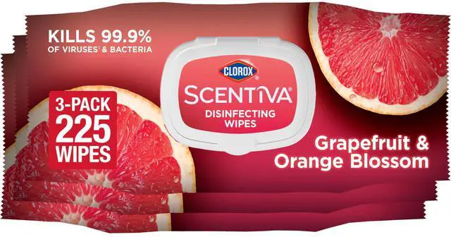 Main image of Clorox Scentiva Disinfecting Wipes, Grapefruit and Orange, 75Ct, 3 Pack