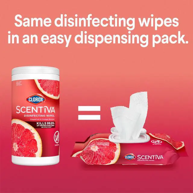 Alt view image 5 of 6 - Clorox Scentiva Disinfecting Wipes, Grapefruit and Orange, 75Ct, 3 Pack