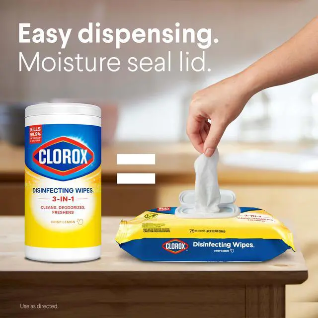 Alt view image 3 of 6 - Clorox Disinfecting Cleaning Wipes Flex Pack, Bleach Free, Crisp Lemon, 75 Count (Pack May Vary)