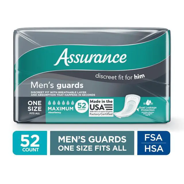 Main image of Assurance Men's Guards Maximum Absorbency One Size Fits All 52 Count