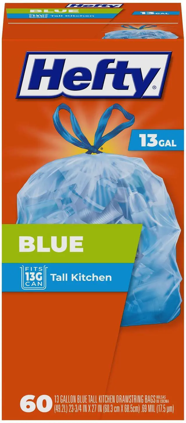 Main image of Hefty Blue Trash Bags, 13Gallon, 60Count