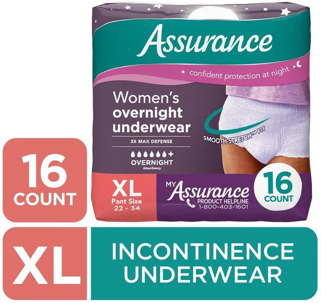 Main image of Assurance Women's Overnight Incontinence and Postpartum Underwear, XL, Ultimate Absorbency, 16 Count