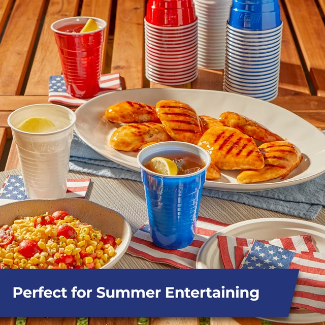 Alt view image 3 of 6 - Hefty Party On Disposable Party Cups, Patriotic Color Pack, 76ct