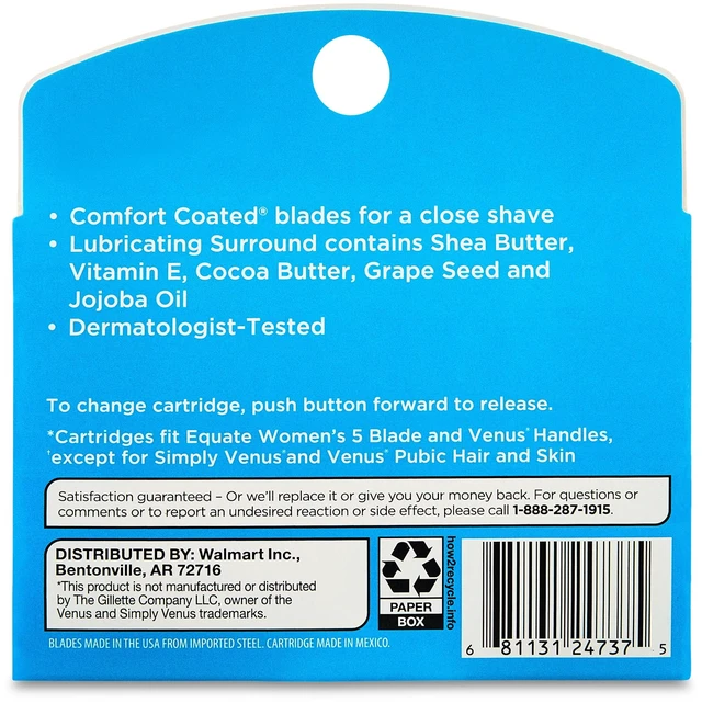 Alt view image 2 of 7 - Equate Women's 5-Blade Cartridge Refills, 6 Count, for Equate 5-Blade and Gillette Venus Handles