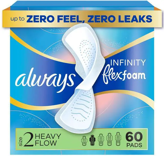 Main image of Always Infinity FlexFoam Size 2 Heavy Pads with Wings, Unscented, 60 Count for Women