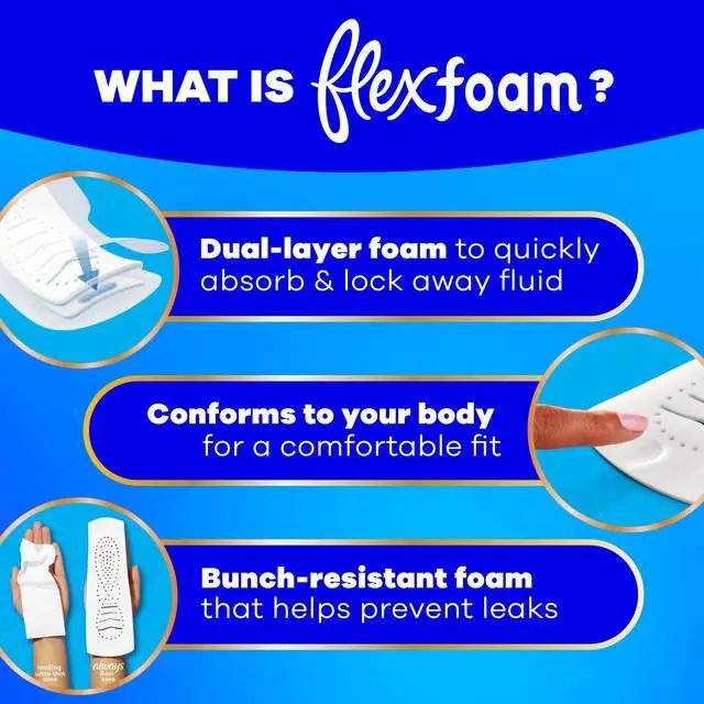 Alt view image 2 of 6 - Always Infinity FlexFoam Size 2 Heavy Pads with Wings, Unscented, 60 Count for Women