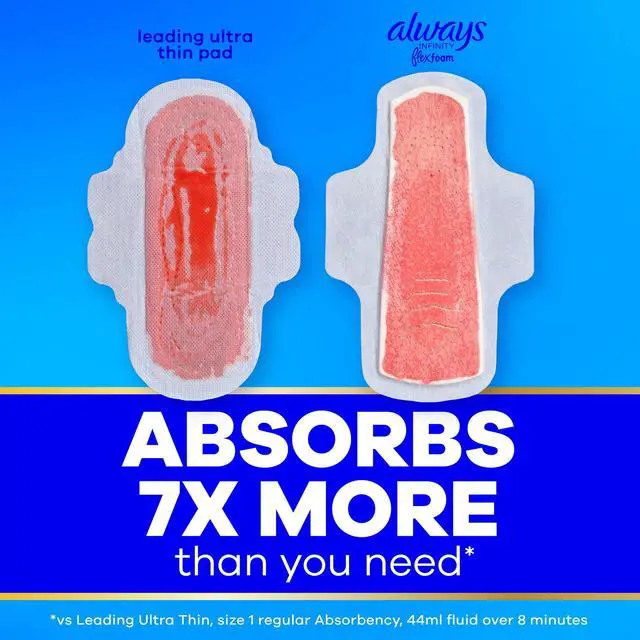 Alt view image 5 of 6 - Always Infinity FlexFoam Size 2 Heavy Pads with Wings, Unscented, 60 Count for Women