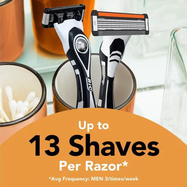 Alt view image 4 of 4 - BIC Flex 5 Refillable Men's 5-Blade Razors with 1 Handle, 3 Cartridges, Dorm Essentials