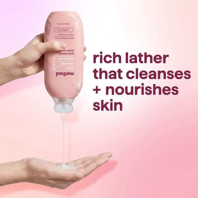 Alt view image 5 of 5 - Method Pure Peace Body Wash, 18 fl oz - Leaves Skin Feeling Soft & Moisturized, Made Without Parabens, Notes of Peony, Rose Water & Pink Sea Salt