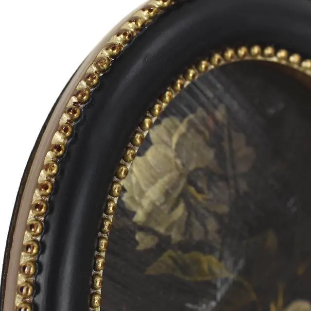 Alt view image 7 of 7 - Home Decor Collection 6x8 White Rose Floral Print Gold Ornate Black Round Wall Art or Tabletop by Antoine Monnoyer with Gold Beaded Frame