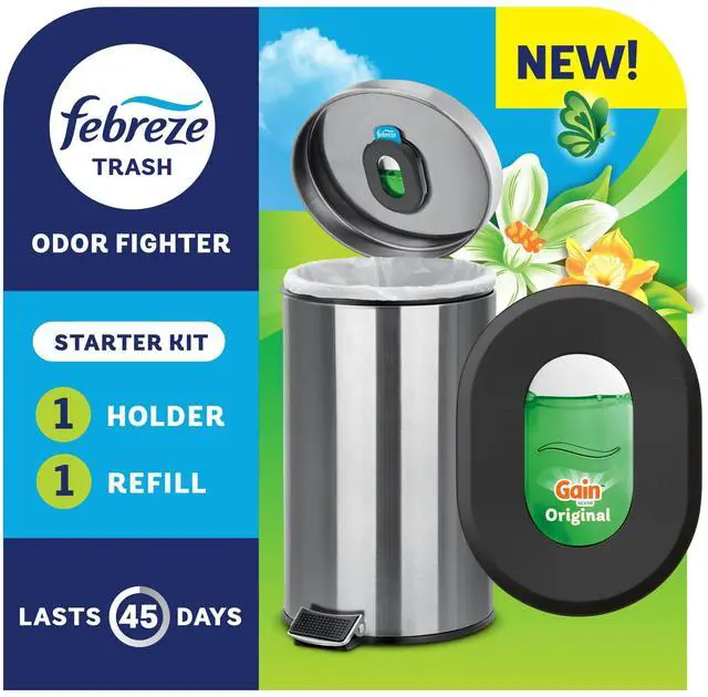 Main image of Febreze Trash Odor Fighter, Gain Original Scent, 1 Holder + 1 Refill
