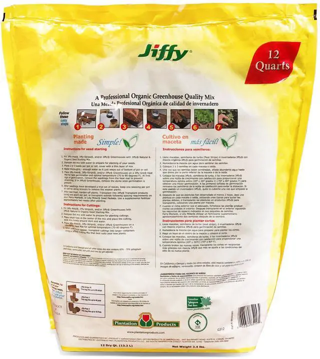 Alt view image 3 of 5 - Jiffy Natural & Organic Seed Starter Mix, 12 QT, Garden Soil