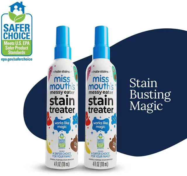 Main image of Miss Mouth's Messy Eater Stain Treater Spray 4 fl oz, 2 pk Baby & Kids Stain Remover for Food, Grease, Coffee & More Gentle on Laundry, Fabric & Underwear Newborn & Baby Essentials