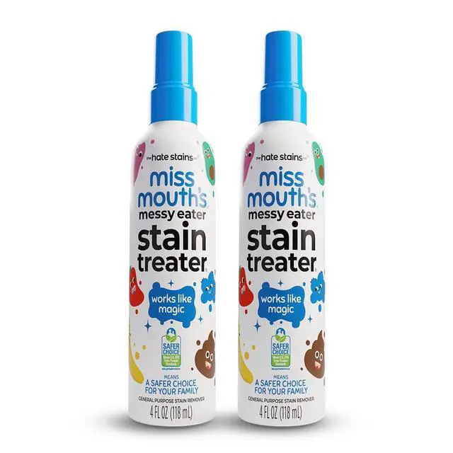 Alt view image 4 of 5 - Miss Mouth's Messy Eater Stain Treater Spray 4 fl oz, 2 pk Baby & Kids Stain Remover for Food, Grease, Coffee & More Gentle on Laundry, Fabric & Underwear Newborn & Baby Essentials