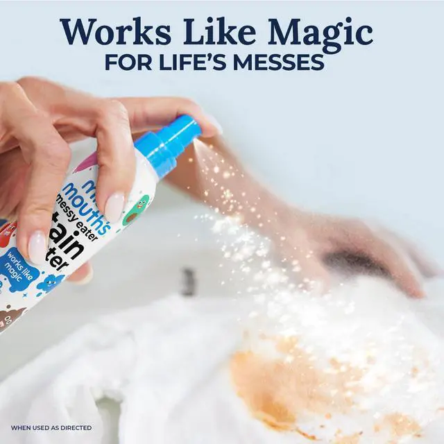 Alt view image 3 of 5 - Miss Mouth's Messy Eater Stain Treater Spray 4 fl oz, 2 pk Baby & Kids Stain Remover for Food, Grease, Coffee & More Gentle on Laundry, Fabric & Underwear Newborn & Baby Essentials