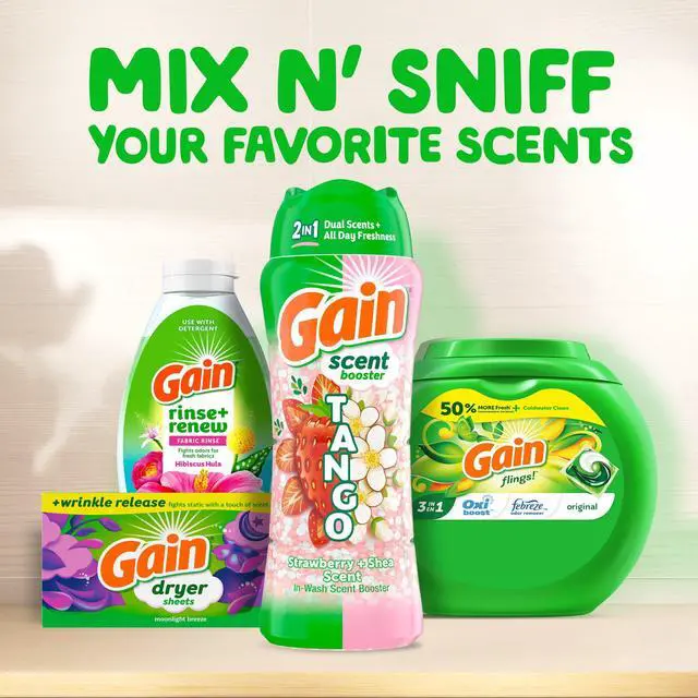 Alt view image 2 of 5 - Gain Tango 2-in-1 In-Wash Scent Booster Laundry Scent Beads, Dual Strawberry & Shea Scent, 21.1 oz
