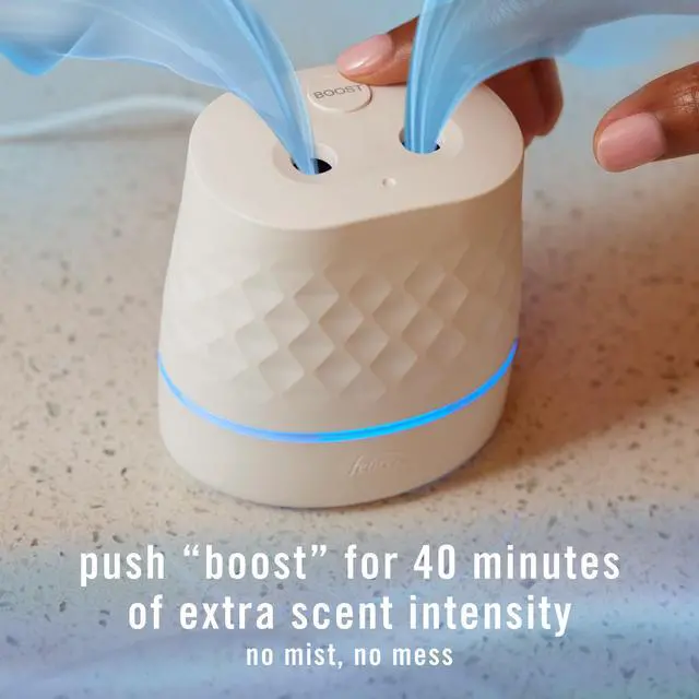 Alt view image 6 of 6 - Febreze PLUG Scent Booster Starter Kit, Continuous Scent Device, Oil Diffuser, Air Freshener Plug In + 1 Baked Cinnamon Apple Refill