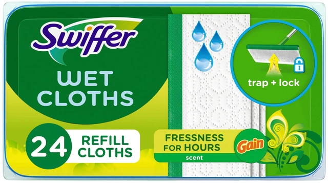 Main image of Swiffer Sweep + Mop, Wet Pads Refill, Floor Cleaner for Dirt, Dust, Hair, Cleaning Cloths for Mopping Home, Bathroom, Kitchen, All Purpose Multi-Surface Floor Wipes, Gain