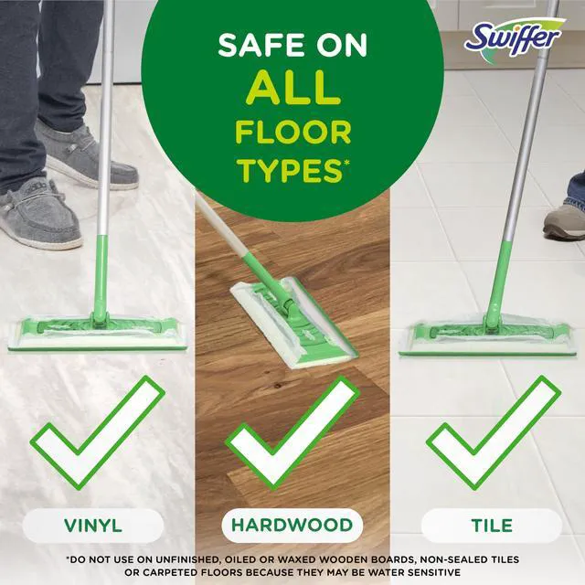 Alt view image 4 of 7 - Swiffer Sweep + Mop, Wet Pads Refill, Floor Cleaner for Dirt, Dust, Hair, Cleaning Cloths for Mopping Home, Bathroom, Kitchen, All Purpose Multi-Surface Floor Wipes, Gain