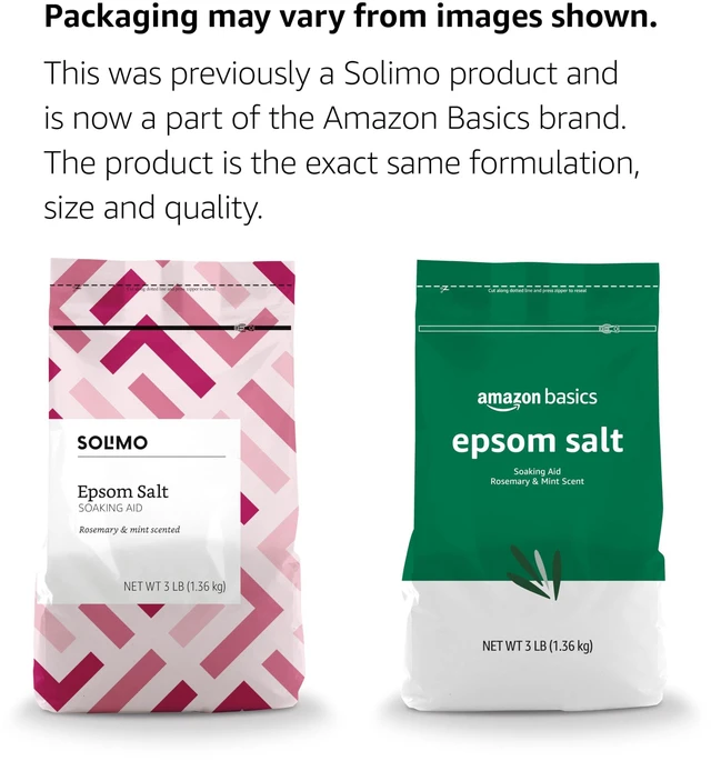 Alt view image 5 of 5 - Basics Epsom Salt Soaking Aid, Soothing Rosemary & Mint Scent, 3 Pound (Pack of 1) (Previously Solimo)