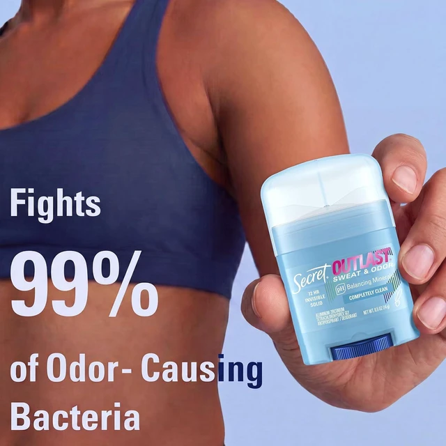 Alt view image 6 of 6 - Secret Outlast Antiperspirant Deodorant for Women, Invisible Solid, 72hr Sweat & Odor Protection, PH Balancing Minerals, Completely Clean Scent, Travel Size, 0.5 oz