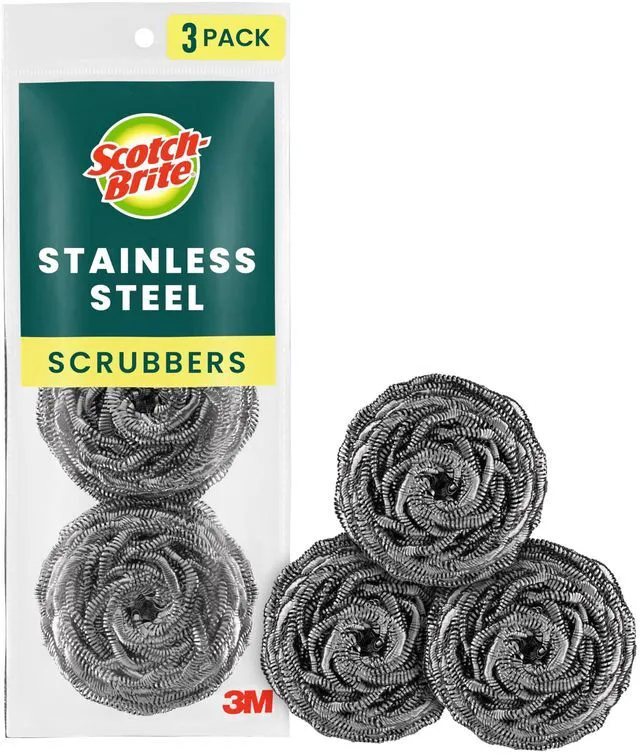 Main image of Scotch-Brite Stainless Steel Scrubbers, 3 Pack