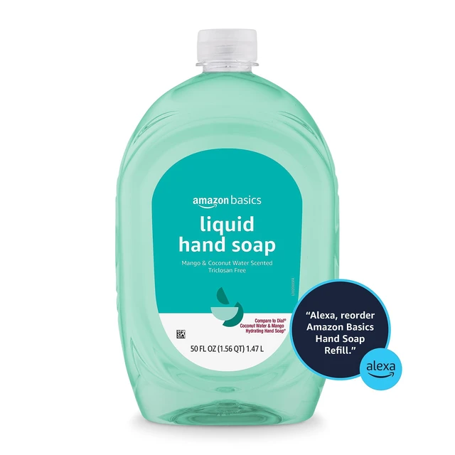 Alt view image 5 of 5 - Basics Liquid Hand Soap Refill, Mango and Coconut Water Scent, Triclosan-Free, Dermatologist Tested, pH Balanced, Paraben-Free, 50 Fl Oz (Pack of 1)