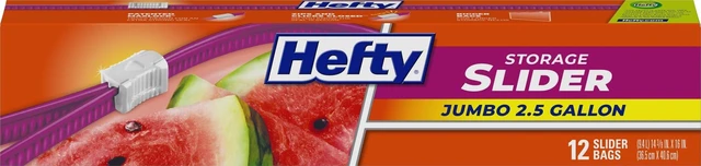 Main image of Hefty Extra Large 2.5 Gallon Slider Jumbo Storage Bags, 12 Count