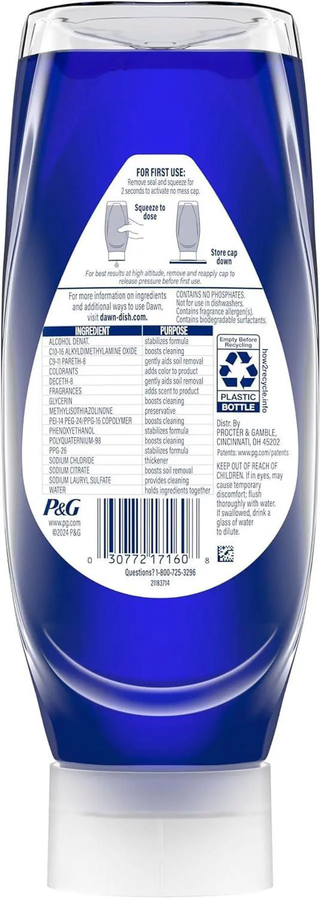 Alt view image 7 of 7 - Dawn Platinum Plus PowerSuds Liquid Dish Soap, 17.4 oz. EZ-Squeeze Bottle