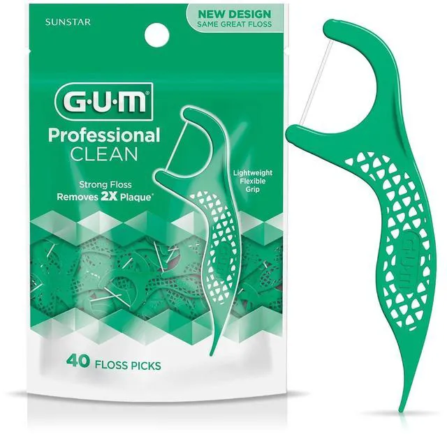 Main image of GUM Professional Clean Dental Floss Picks, Fresh Mint, 40 Count