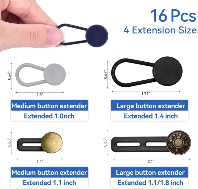 Alt view image 2 of 7 - 16 PCS Button Extenders for Jeans, Waist Adjuster for Pants, Invisible Waistband Extensions 1-1.8 Inches, Fit Casual/Suit Pants, Short Skirts, Maternity