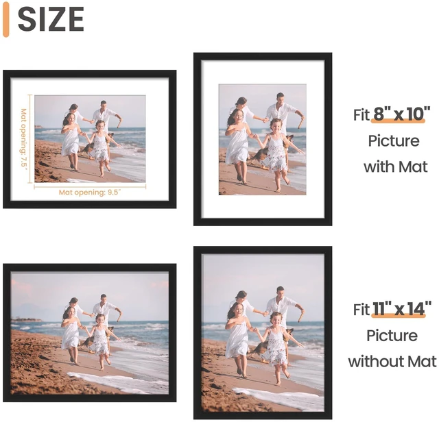 Alt view image 3 of 6 - Upsimples 11x14 Picture Frame, Black, 1 Pack, Wall Decor Photo Frame