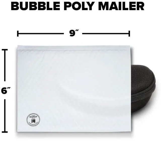 Alt view image 4 of 7 - Scotch Poly Bubble Mailer 4pk White Extra Small Size 0 6in x 9in 50% Recycled Plastic
