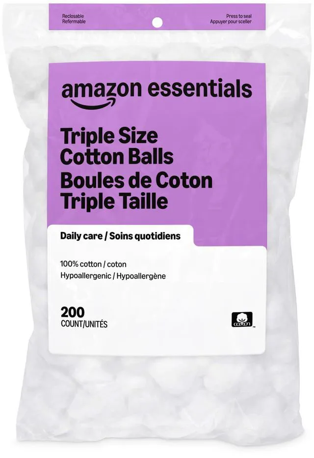 Main image of Amazon Basics Cotton Balls for Skincare and Makeup Removal, 200 Count
