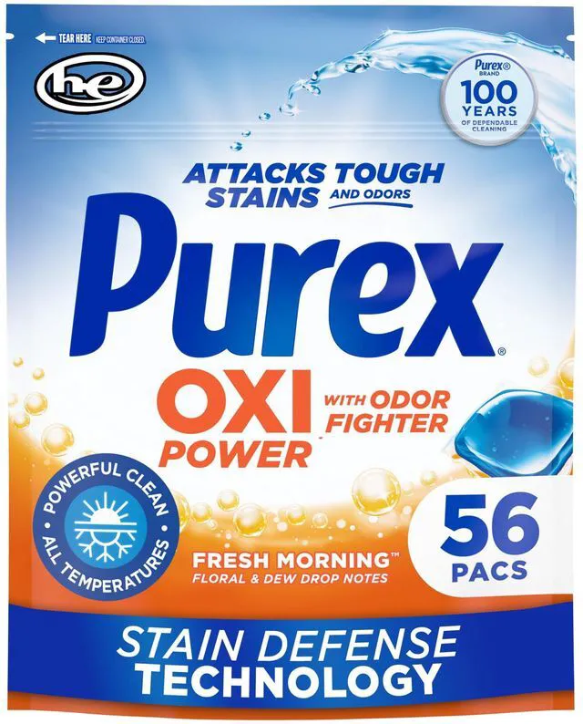 Main image of Purex Advanced Oxi with Odor Fighter Laundry Detergent Pacs, 56 Count